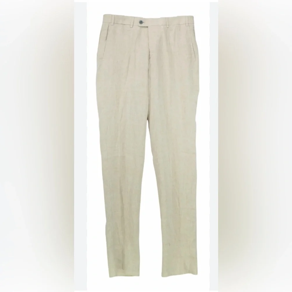 HILTL men’s contemporary fit linen blend pants NWOT size 54 raw hem